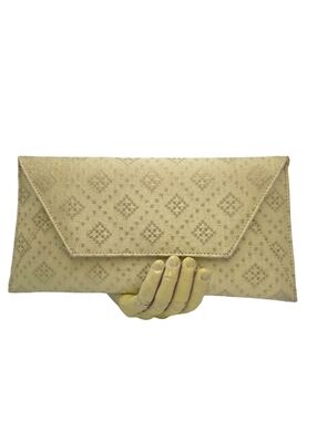NWT Isly Handbags Gold Metallic Diamond Brocade Envelope Clutch Made in USA New